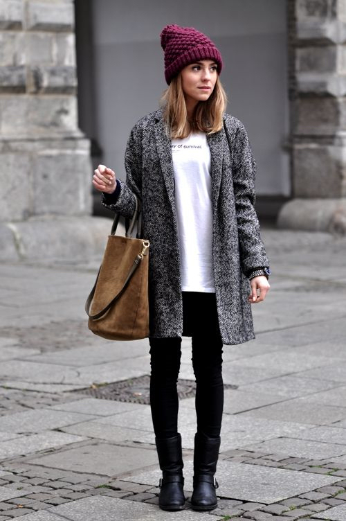 tenue avec manteau long gris
