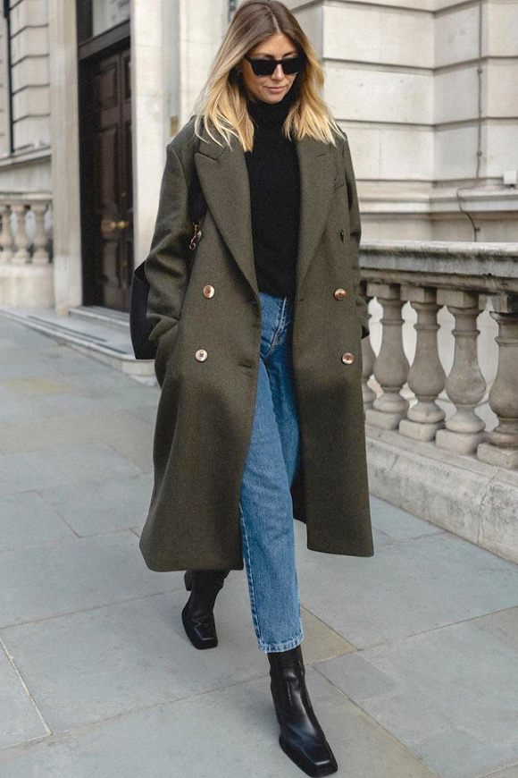 manteau long jean femme